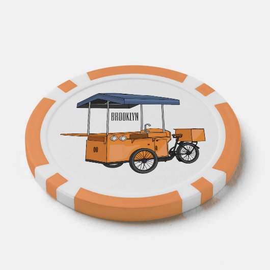 Cartoon bike food cart poker chips (Enkel)