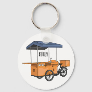 Cartoon bike food cart sleutelhanger