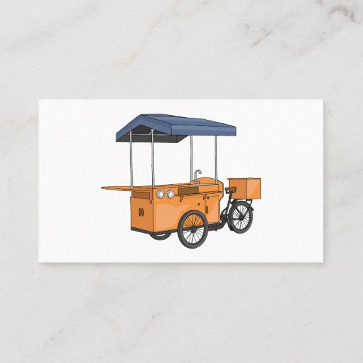 Cartoon bike food cart visitekaartje (Achterkant)