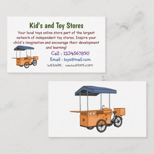 Cartoon bike food cart visitekaartje (Voorkant / Achterkant)
