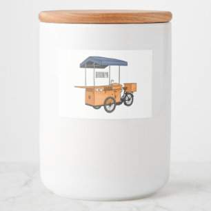 Cartoon bike food cart voedselcontainer etiket