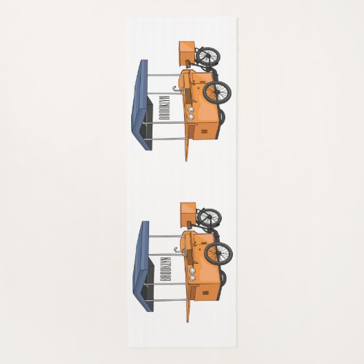 Cartoon bike food cart yogamat (Achterkant)