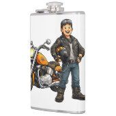 Cartoon Biker with Powerful Motorcycle Rider Art Heupfles (Links)