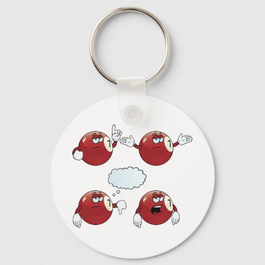 Cartoon Billard Ball Sleutelhanger (Voorkant)