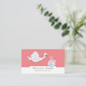 Cartoon Bird & Baby, Babysitter, Daycare, Nursery Visitekaartje (Staand voorkant)