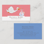 Cartoon Bird & Baby, Babysitter, Daycare, Nursery Visitekaartje (Voorkant / Achterkant)