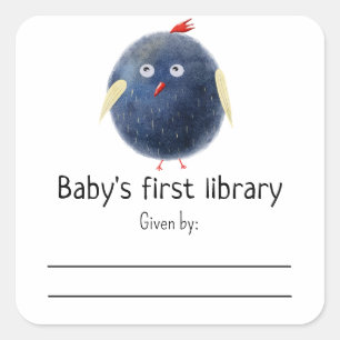 Cartoon bird - Baby's eerste bibliotheek Vierkante Sticker