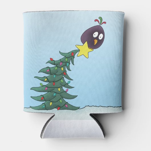 Cartoon Bird Christmas Tree Star Blikjeskoeler (Voorkant)
