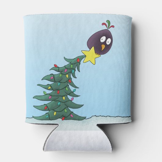 Cartoon Bird Christmas Tree Star Blikjeskoeler (Achterkant)