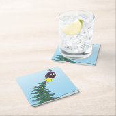 Cartoon Bird Christmas Tree Star Kartonnen Onderzetters (Insitu)