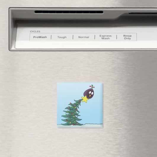 Cartoon Bird Christmas Tree Star Magneet (Insitu (Vaatwasser))