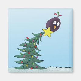 Cartoon Bird Christmas Tree Star Magneet