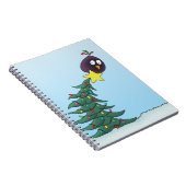 Cartoon Bird Christmas Tree Star Notitieboek (Rechterzijde)