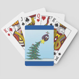 Cartoon Bird Christmas Tree Star Pokerkaarten