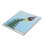 Cartoon Bird Christmas Tree Star Tegeltje (Zijkant)