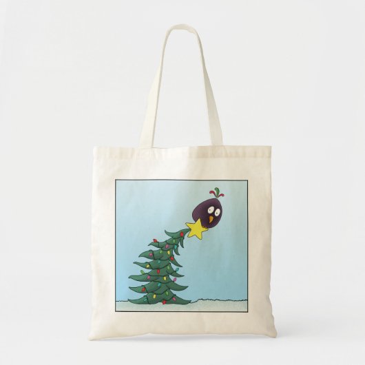 Cartoon Bird Christmas Tree Star Tote Bag (Voorkant)