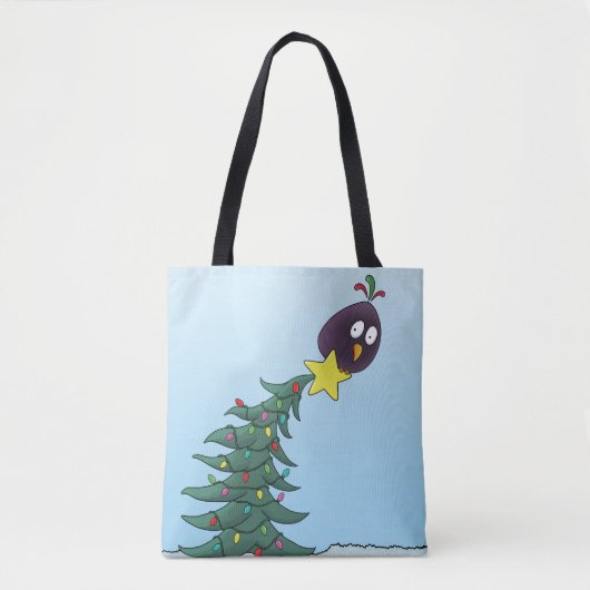 Cartoon Bird Christmas Tree Star Tote Bag (Voorkant)