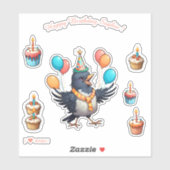 Cartoon Bird - Happy Birthday gepersonaliseerd Sticker (Vel)
