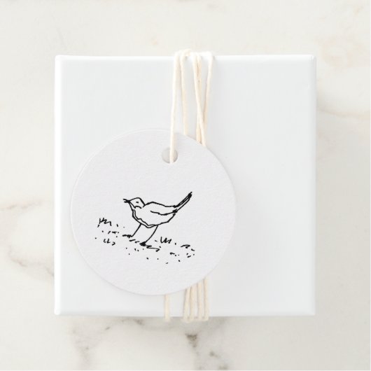 Cartoon Bird Pen Art Drawing Bedankjes Labels (In situ)