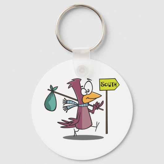 Cartoon Bird Traveling South Sleutelhanger (Achterkant)