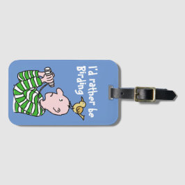Cartoon Bird Watcher & Bird Bagagelabel