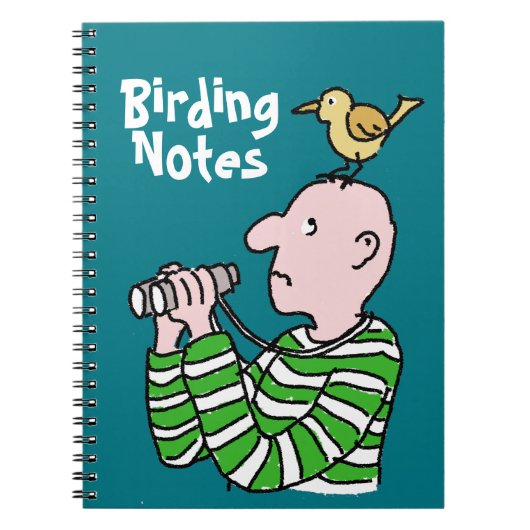 Cartoon Bird Watcher & Bird Notitieboek (Voorkant)