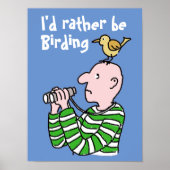 Cartoon Bird Watcher & Bird. Poster (Voorkant)
