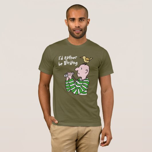 Cartoon Bird Watcher & Bird T-shirt (Voorkant volledig)