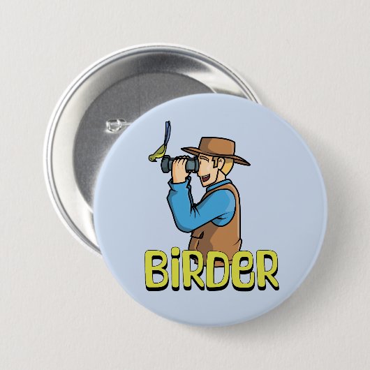 Cartoon Birder Ronde Button 7,6 Cm (Voorkant /achterkant)