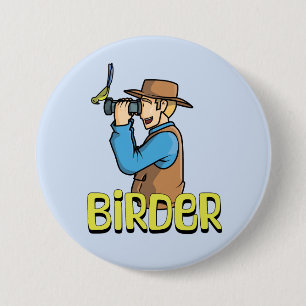Cartoon Birder Ronde Button 7,6 Cm
