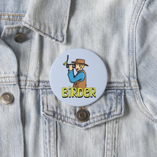 Cartoon Birder Ronde Button 7,6 Cm (In situ)