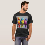 Cartoon Birds 1 leuk T-shirt (Voorkant volledig)