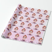 Cartoon Birthday Girl met Big Eyes Cadeaupapier (Uitgerold)