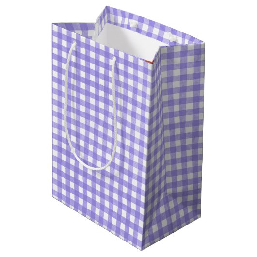 Cartoon Birthday Girl op Gingham Medium Cadeauzakje (Achterkant Gekanteld)