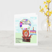 CARTOON BIRTHDAY KAART - BEER OP HOT AIR BALLOON (Gele Bloem)