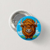🦬 Cartoon Bizon Speld Voor Fans Van Wilde Dieren Ronde Button 3,2 Cm (Voorkant /achterkant)