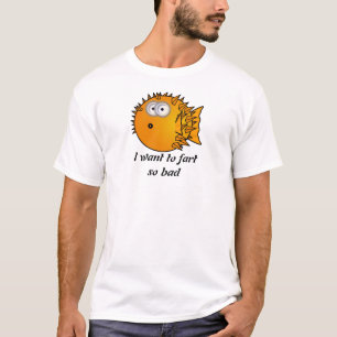 Cartoon blaasvis aan shirten. t-shirt