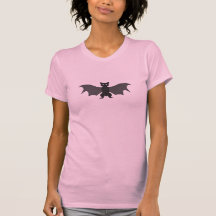 Cartoon Black Bat Vrouwen Pink Fitted T-shirt