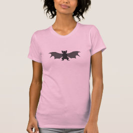 Cartoon Black Bat Vrouwen Pink Fitted T-shirt