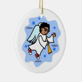 Cartoon Black Boy Angel met Horn Ornament (Rechts)