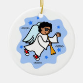 Cartoon Black Boy Angel met Horn Ornament (Voorkant)