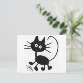 Cartoon Black Cat Briefkaart (Staand voorkant)