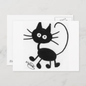 Cartoon Black Cat Briefkaart (Voorkant / Achterkant)
