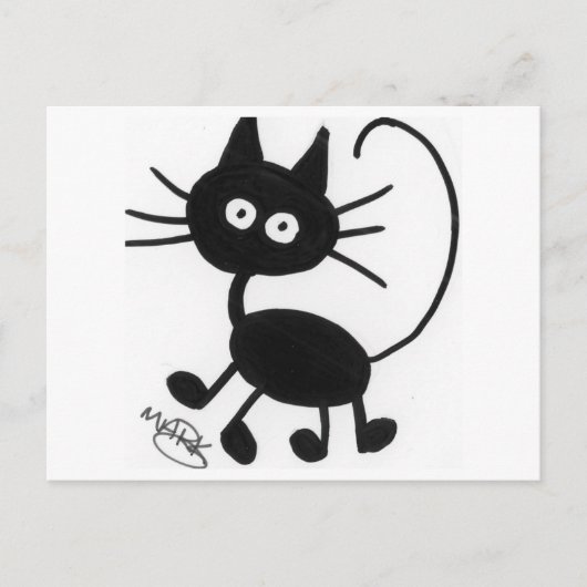 Cartoon Black Cat Briefkaart (Voorkant)