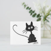 Cartoon Black Cat Briefkaart (Staand voorkant)