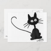 Cartoon Black Cat Briefkaart (Voorkant / Achterkant)