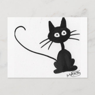 Cartoon Black Cat Briefkaart