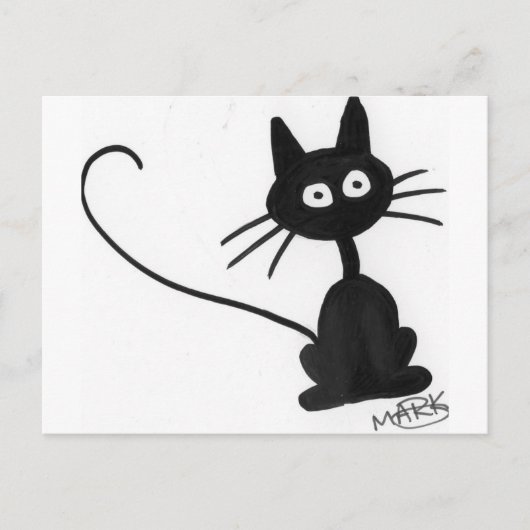 Cartoon Black Cat Briefkaart (Voorkant)