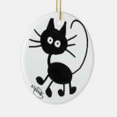 Cartoon Black Cat Keramisch Ornament (Rechts)