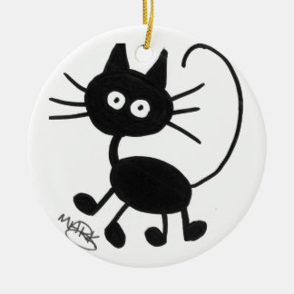 Cartoon Black Cat Keramisch Ornament